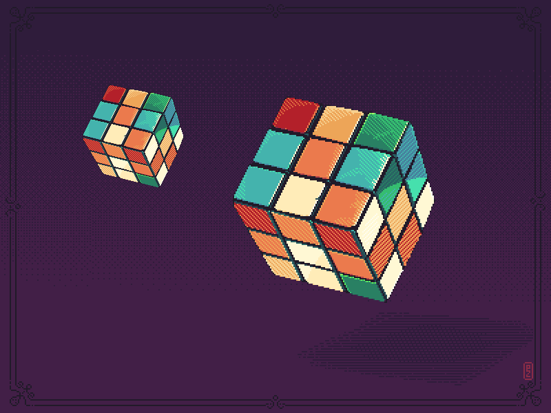 Simple as Rubik's Cube 16bit 80s style 8bit illustration oldschool pixel art pixel artist pixels puzzle retro gaming rubiks cube