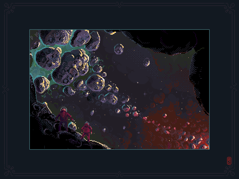 Asteroid filed 🚀 nebula pixel cosmonaut astronaut cosmos asteroid space retro game artist game art environment art character design concept art illustration pixelart pixel art