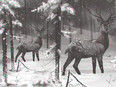 Storyboard 9 animatic art character design concept art deer drawing environment sketch sketching snow stag story illustration storyboard storyboarding winter forest