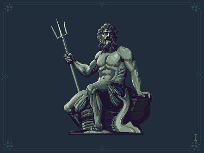 Poseidon 16bit 16bit 8bit aseprite gamdev greek god neptune pixel art pixel dailies pixel dailies pixelart poseidon sculpture sprite
