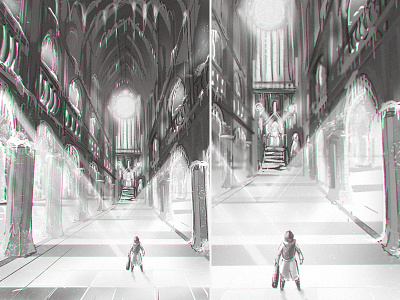 Storyboard 13 animatic architechture character design concept art environmental design gamedev gothic illustration interior sketch sketching storyboard storyboarding