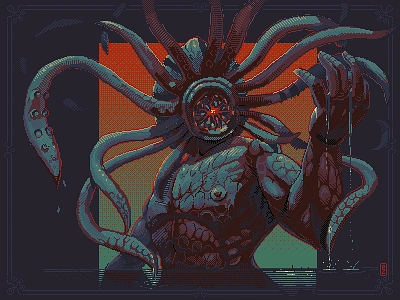 Cthulhu the Old ones 16bit 8bit character design concept cthulhu gamedev illustration pixel art pixel dailies pixelart sprite