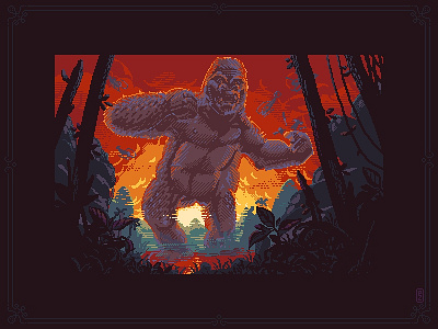 Kong 🦍 16bit 8bit ape game art gamedev gorilla illustration king kong kong monster movie pixel art pixel dailies pixel dailies pixelart skull island