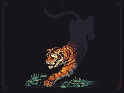 Tiger 270x270px 23 colors 16bit 8bit aseprite gamedev graphic illustration pixel art pixel dailies pixelart sprite tiger tigris тигр 虎