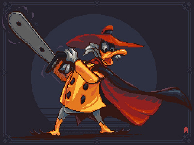 Negaduck 16bit 8bit aseprite chainsaw character design darkwing duck disney fanart gamedev illustration negaduck pixel art pixel dailies pixel dailies pixelart sprite