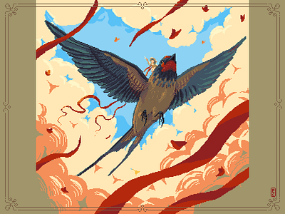 Thumbelina 16bit 8bit aseprite bird characterdesign gamedev pixel art pixel dailies pixel dailies pixelart sprite swallow thumbelina