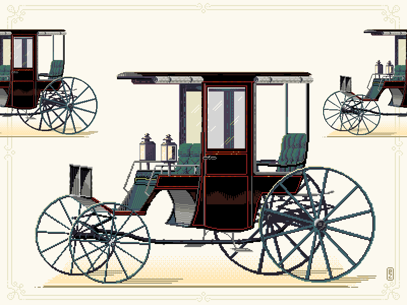 Carrige, 1885, NY the hub vintage pixel dailies pixel-dailies illustration aseprite assets sprite retrogaming 16bit 8bitart pixel art pixelart carrige
