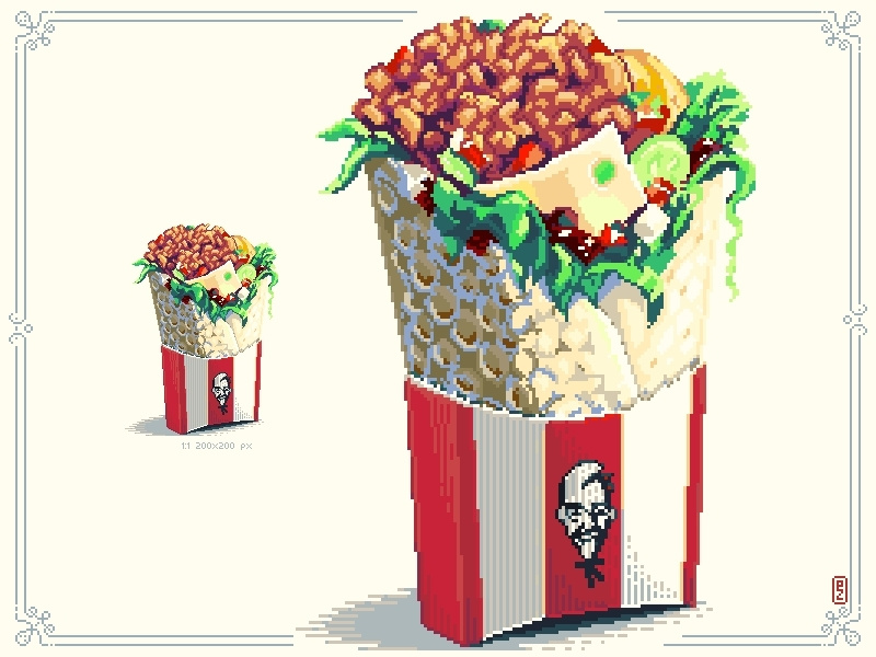 KFC Wrap "Boxmaster" colonel sanders snack retro gaming gamedev food wrap aseprite sprite 16bit 8bitart kfc pixel-dailies pixelart junkfood