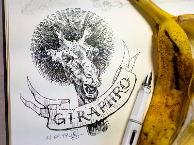 Girafro afro characterdesign concept art drawing fountain pen fun giraffe haircut ink lamy sketch sketchbook sketching tattoo