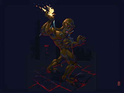 Imp from Doom by IdSoftware [pixel art]