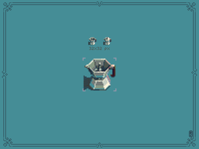 Caffettiera 32x32px [pixel art] 16bit 8bit animation bialetti caffettiera coffee coffeemaker cute gameart gamedev moka pot morning pixel art pixelart