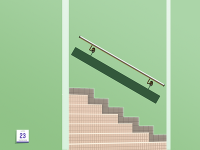 Stairs And Handrail 23 concise construction green handrail illustration shadow stairs sunlight wall