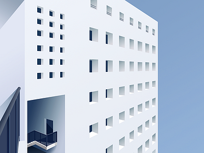 Building With Square Windows architecture building construction cube grid hole illustration window