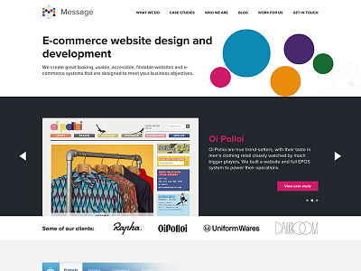 Message - Homepage agency case study clean colourful dots flat homepage message message team portfolio simple website