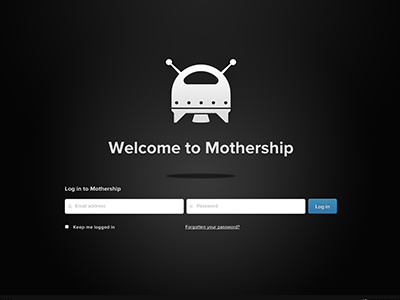 Mothership Log-in Page minimal monochrome