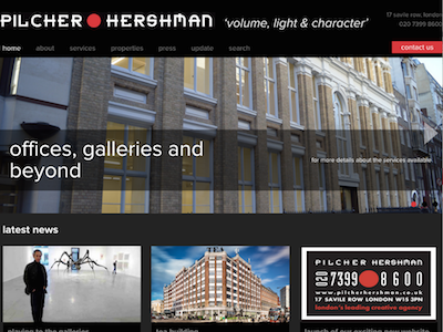 Pilcher Hershman - homepage black design red web design white