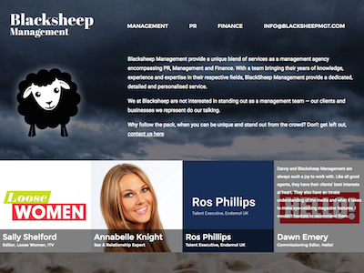 Blacksheep Management Website content homepage logo design sheep web design