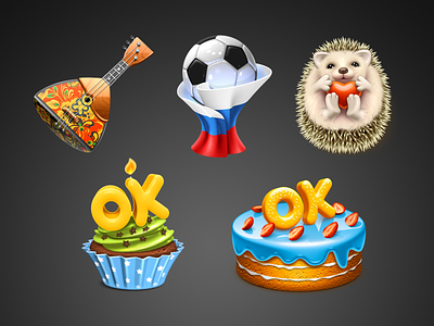 Gifts for ok.ru balalaika cake football hedgehog skeuomorphic