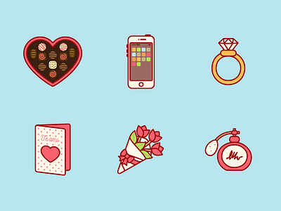 Love Gifts #01 chocolate flowers gift card gifts icon illustration iphone love mobile perfume ring tulips
