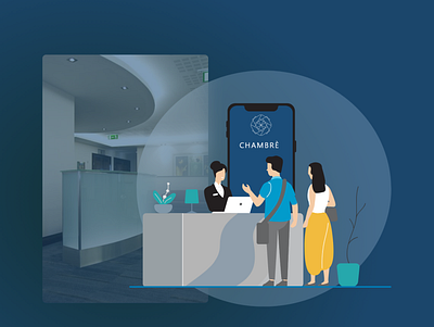 Guest checking at the lobby or reception design illustration vector