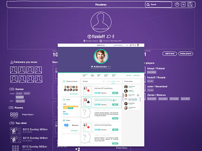 Pocademy - wireframe vs. final design pocademy poker startup ui webapp webapplication webdesign wireframe