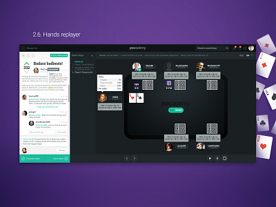 Pocademy - hand replayer interface pocademy poker startup ui web application webapp webdesign