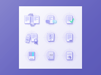 Nine custom icons custom design documents icons icons set