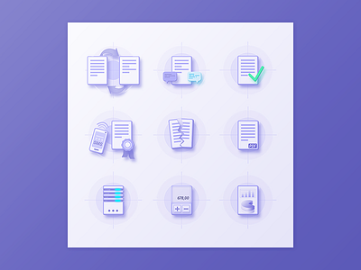 Nine custom icons custom design documents icons icons set