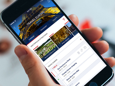 Travel Itinerary App app europe itinerary mobile paris travel ui ux