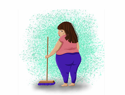 Cleaning lady design flat illustration