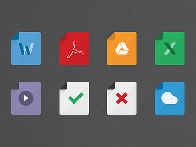 Set of 8 documents icons drive gdrive icon paper icon sheet icon spreadsheet icon xls