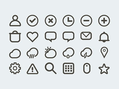 Set of 24 outline icons