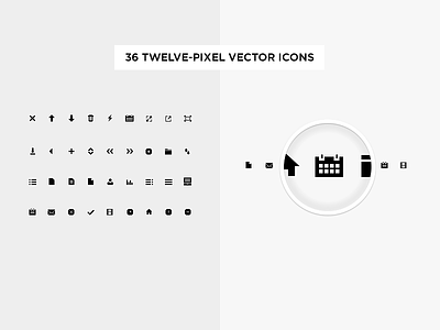 36 Twelve-Pixel Vector Icons 12px icons 36 twelve-pixel vector icons icon design london pixel pixel-perfect ui design vector