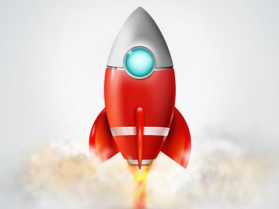 Rocket Icon Design 3d fire effect fireworks icon design illustrator red rocket icon design skeuomorphic smoke vector