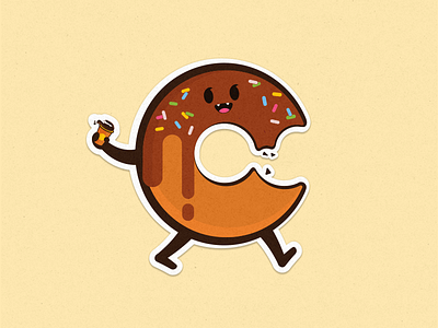 C is for Coffee and Doughnuts! 36 days of type character design cute character cute stickers donut interface design letter character design lettering logo design sticker design sticker designer typography