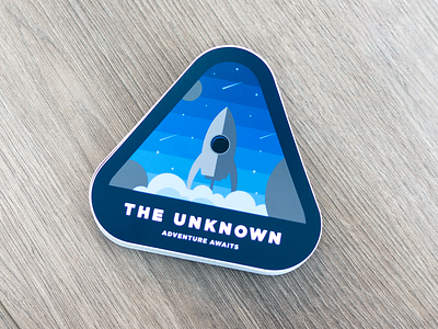 The Unknown - Space Sticker branding character design cocorino cocorino stikcers design icon design icon designer icons illustration illustrator logo design rocket design shooting stars space decal space stickers spaceship stickermule stickers the unknown typography
