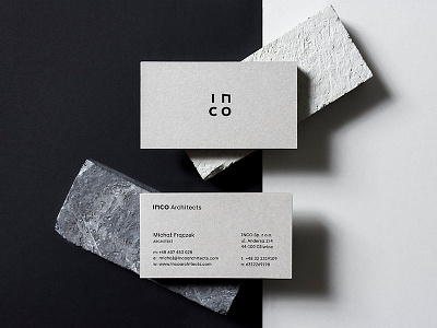 Inco Architects Business Cards architect branding busines card concrete identity logo print stationery symbol