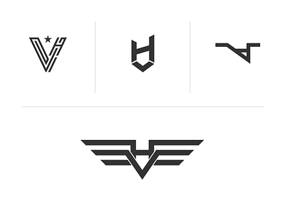 VH Logo Design Options art black design illustration lettermark logo mark minimal symbol vh white