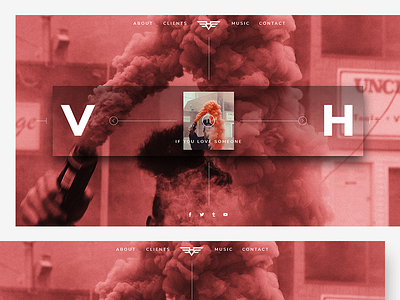 VH Website Design Experiment #1 design homepage music player red sound ui vh website