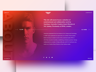 Vh Website Design - About Us about us artist design experiment gradient minimal music ui vh website