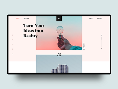 UI Experiment #9 blog experiment font free homepage landing mondrianizm ui unsplash ux website