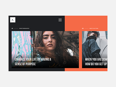 UI Experiment #24 blog experiment font free homepage landing mondrianizm one page website ui unsplash ux website