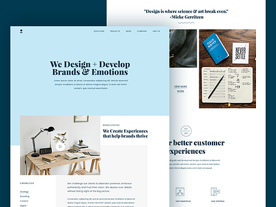Homepage Design for an Agency agency blue creative homepage icons illustration landing page minimal typography web