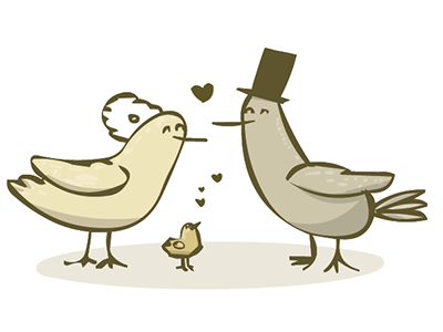 Love Birds (wedding card) birds card illustration wedding