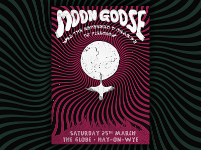 Moon Goose @ Globe Gig Poster feather gig gig poster goose lines moon poster
