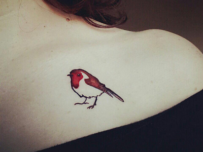 Robin tattooed (on my dear wife) animal bird design ink nature robin tattoo