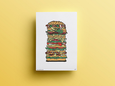 IT'S BURGER TIME! dutchdesign fastfood hamburger illustration limited poster print riso topo copy