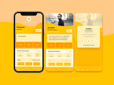 #DailyUI day 6 - User profile for app adventure app dailyui longtermproject personal portfolio profile social ui user yellow