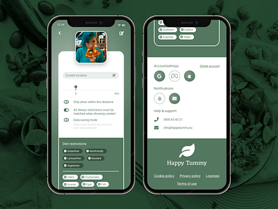 #DailyUI day 7 - Happy Tummy app dailyui food gut health location personal portfolio profile recipe restaurant settings slider ui