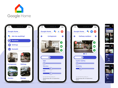 #DAILYUI - Day 15 & 21 | Google Home app app icon apple automation bar camera dailyui drag garden google home icon light move notification powerbutton ui